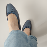 -Cicla- square ballet スクエアトゥバレエシューズ ネイビーメタリック